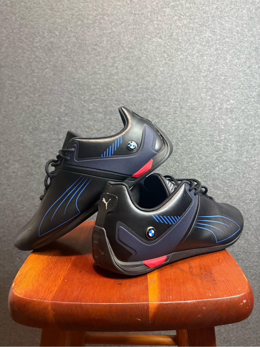 Puma x BMW Motorsport Black Sneakers with Blue and Red Accents Men Size 11